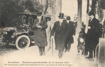 Versailles - Élection présidentielle du 17 janvier 1913 - M. Clemenceau quitte l'Hôtel des Réservoirs et se rend à la salle du Congrès. F. Fleury photo. - impr.-édit., Paris