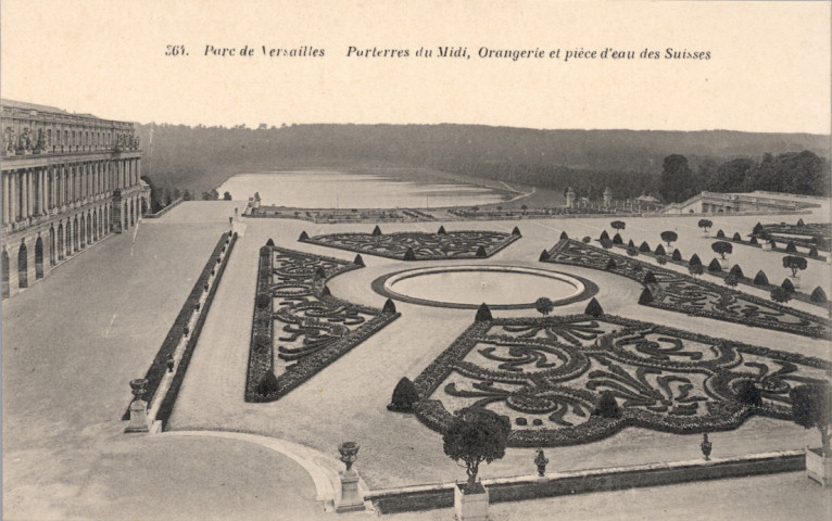 Parc de Versailles - Parterres du Midi, Orangerie et pièce d'eau des Suisses. Héliotypie Bourdier et Faucheux, Versailles