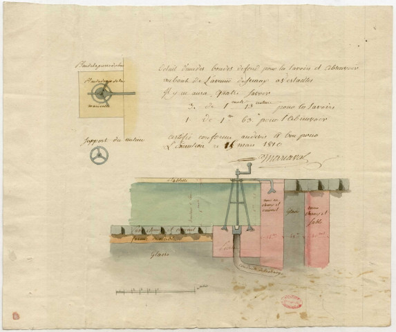 Détail d'une des bondes de fond pour les lavoirs.