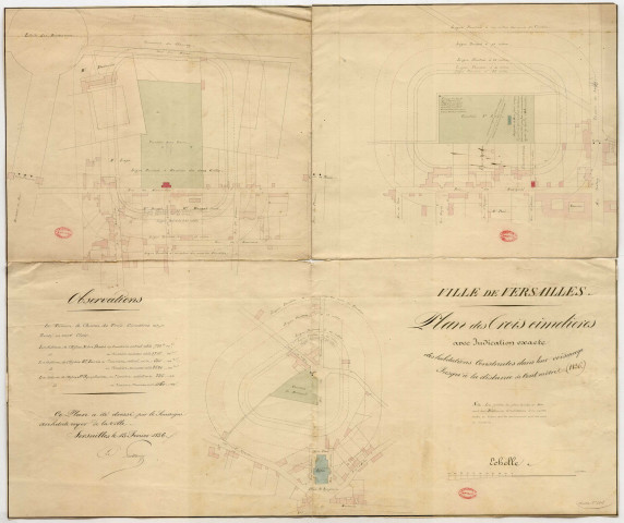 Plan des trois cimetières avec indication exacte des habitations dans leur voisinage jusqu'à la distance de cent mètres (cimetière de Montreuil).