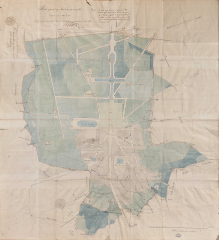 Plan général du territoire de Versailles. Approuvé en 1823 par le maire le Marquis de la Londe.