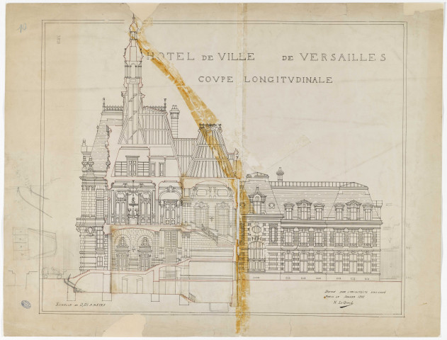 Hôtel de ville de Versailles. Façade ouest.