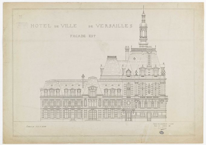 Hôtel de ville de Versailles. Façade est.