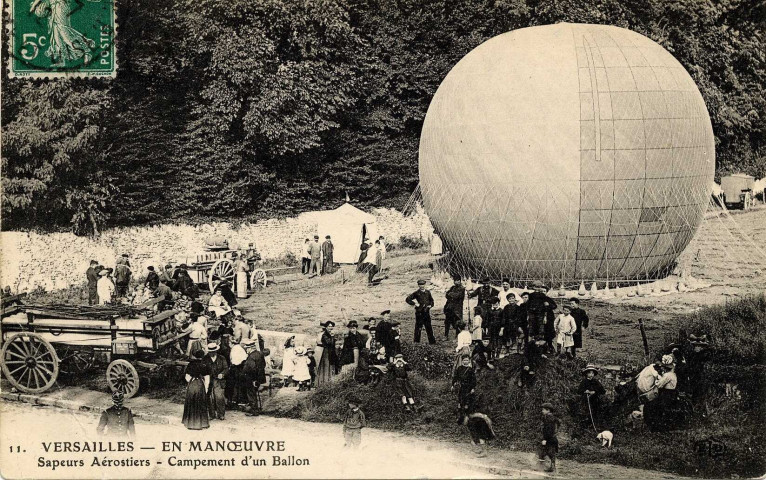 Versailles - En manœuvre - Sapeurs aérostiers - Campement d'un ballon. E.L.D.