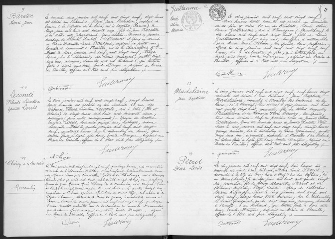 Registre des décès (1929). Table alphabétique.