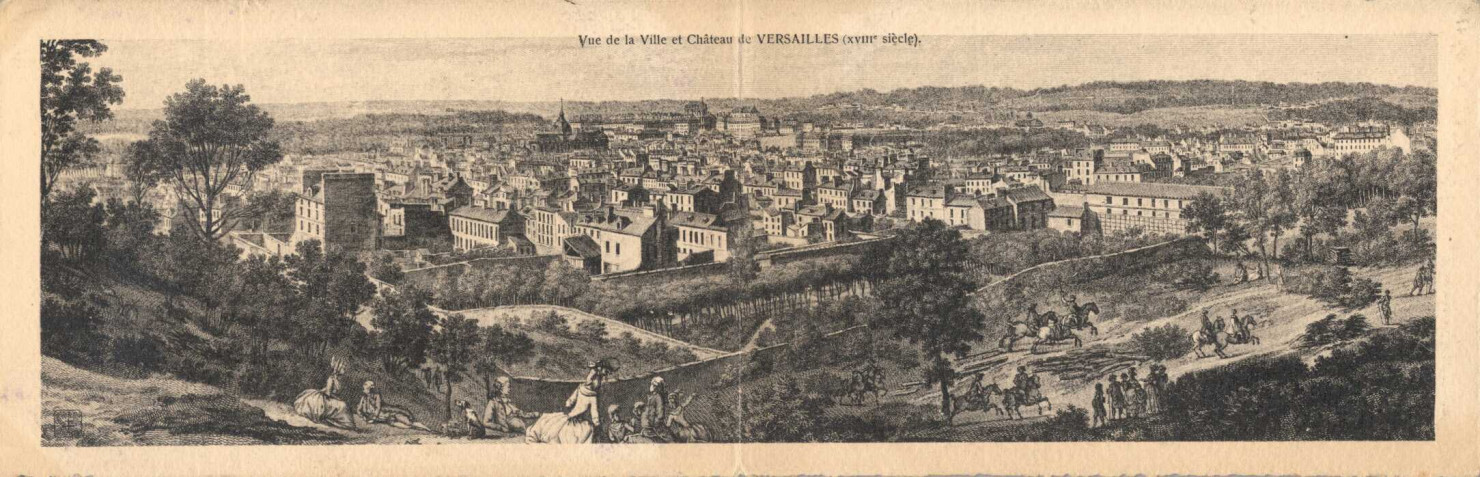 Vue de la ville et château de Versailles (XVIIIè siècle).