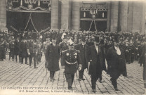 Les obsèques des victimes de "La République" - MM. Briand et Millerand, le Général Brun, à la Sortie de l'église. L.L.