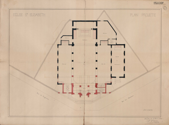 Eglise Sainte-Elisabeth. Plan projeté.