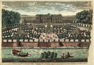 Veüe et perspective du château de Clagny du côté jardin et de l'étang à Versailles.