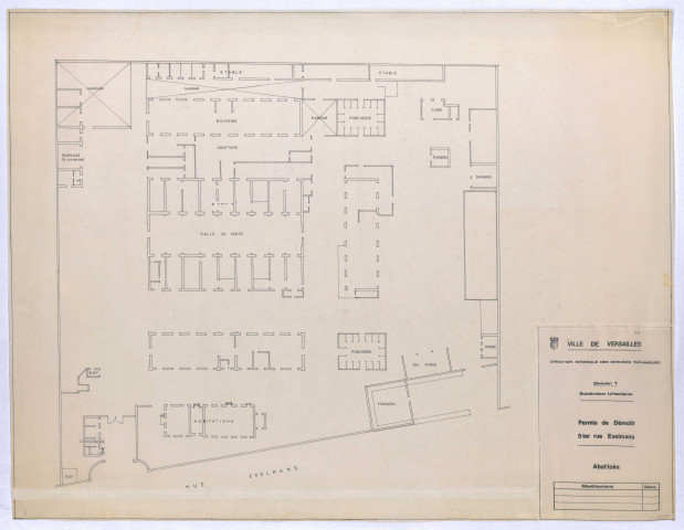 Permis de démolir du 5 ter, rue Exelmans. Détail des bâtiments [abattoirs].
