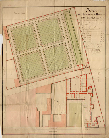 Infirmerie royale de Versailles (avec le grand potager donnant sur l'étang de Clagny).