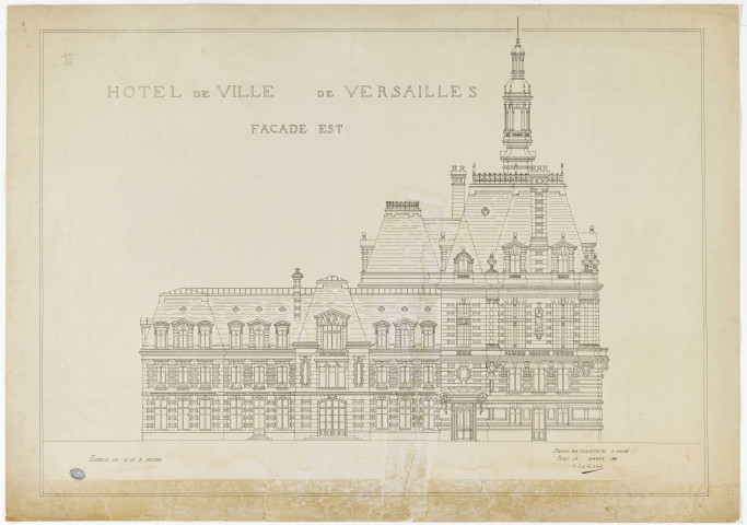 Hôtel de ville de Versailles. Façade est.