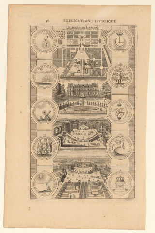 Médailles de Louis XIII, Plan du bourg, chateau et jardins de Versailles.