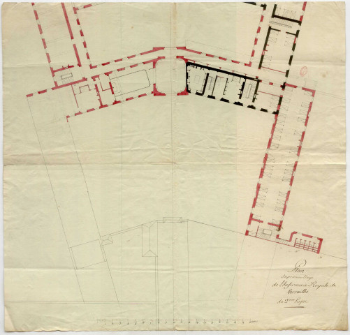 Premier étage de l'infirmerie royale de Versailles du deuxième projet.