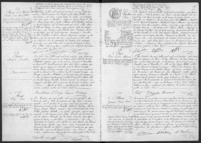 Registre des naissances : actes n° 611-1078 (1914). Table alphabétique.