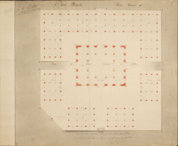 Marché Notre-Dame. Plan détaillé d'un carré.