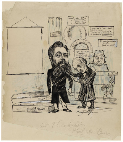 Caricature de Croquebilles parue dans Le Petit Seine-et-Oisien n°48 (20 janvier 1901), "A bas les monopoles".