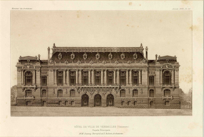 Hôtel de ville de Versailles (concours). Façade principale.