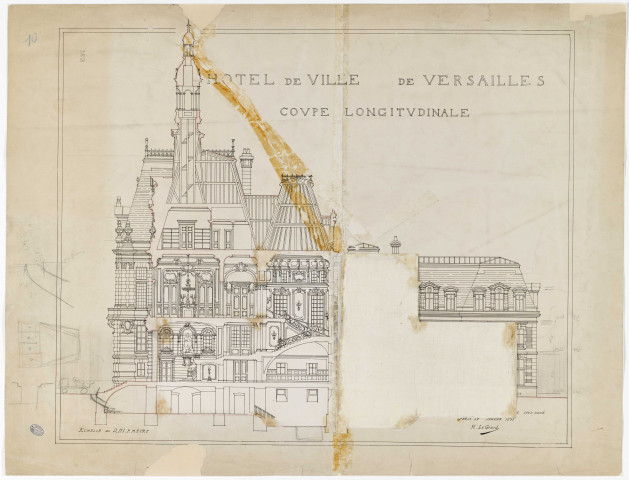 Hôtel de ville de Versailles. Façade ouest.